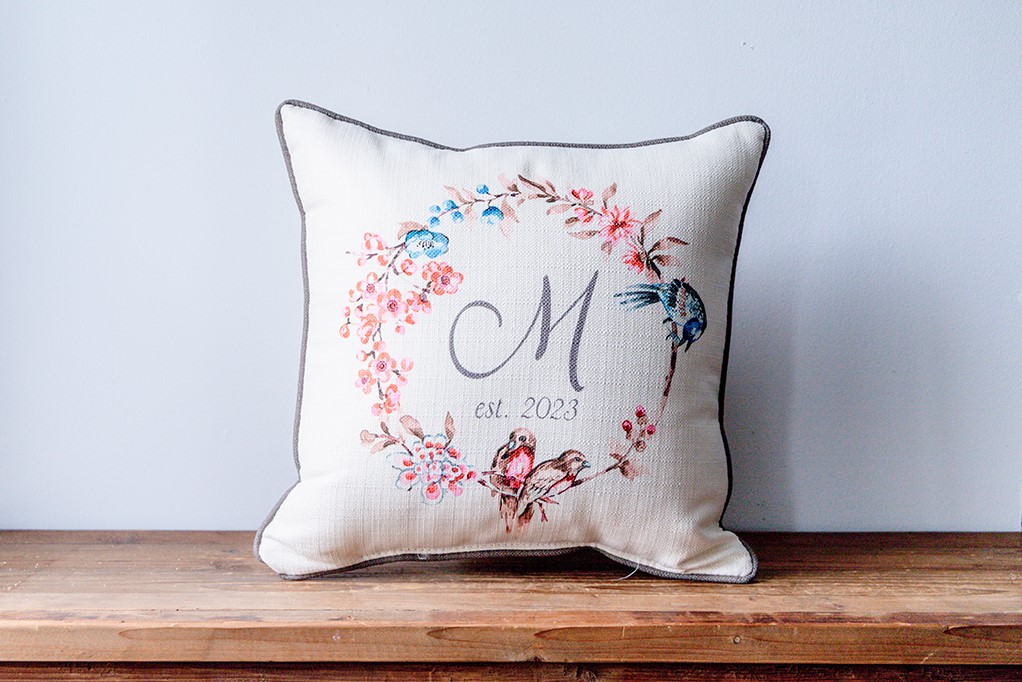 Shangrila Initial Wreath Pillow TXT1079