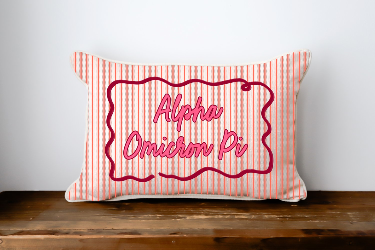 Swirly Sorority Name Alpha Omicron Pi Pillow SOR0042-AOPI