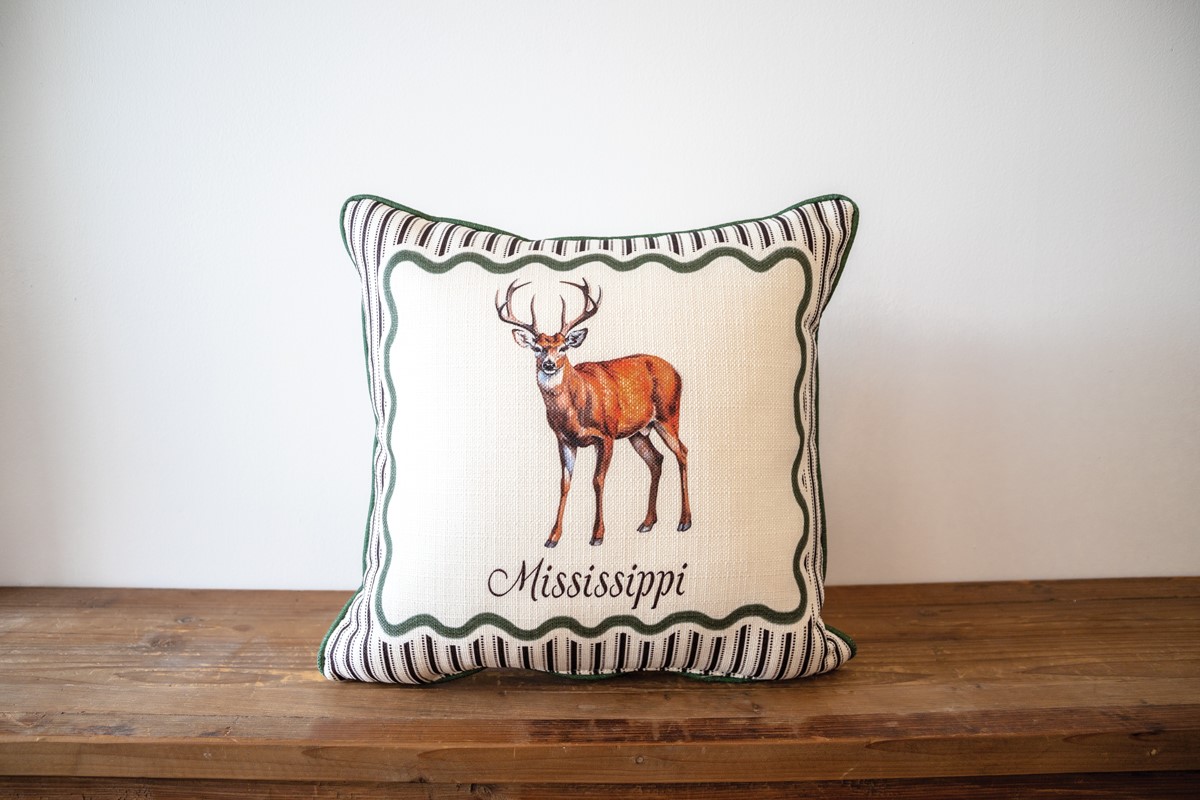 Ticking Deer Pillow Little Birdie