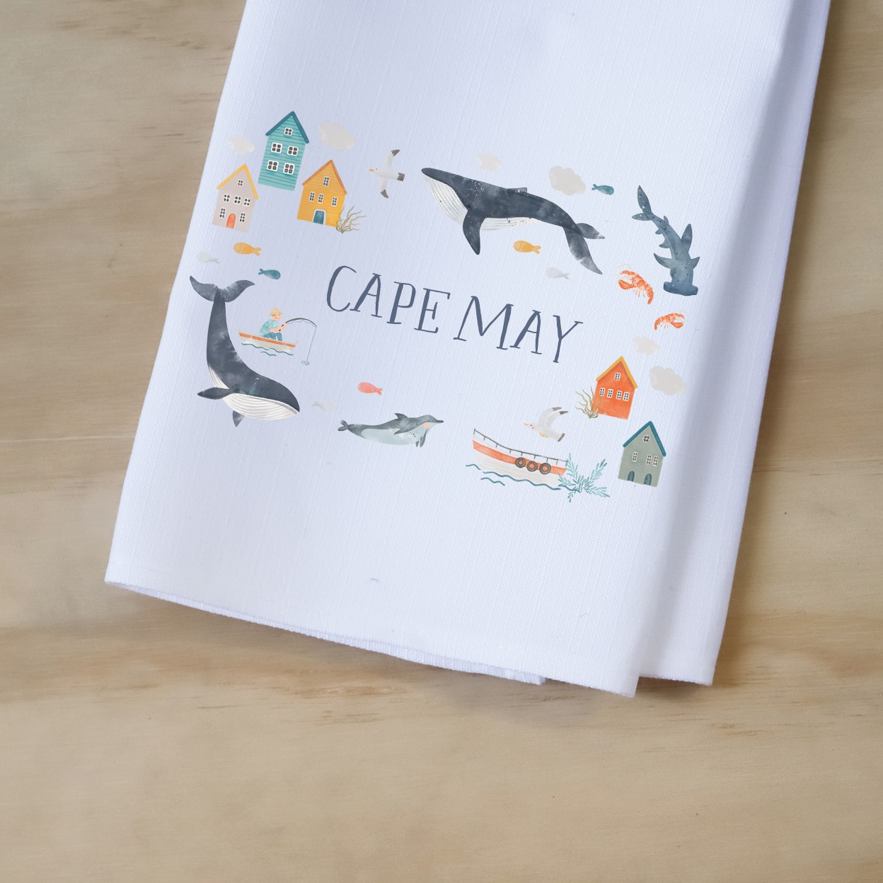 Whale Cluster Hometown Tea Towel BEA0059TT