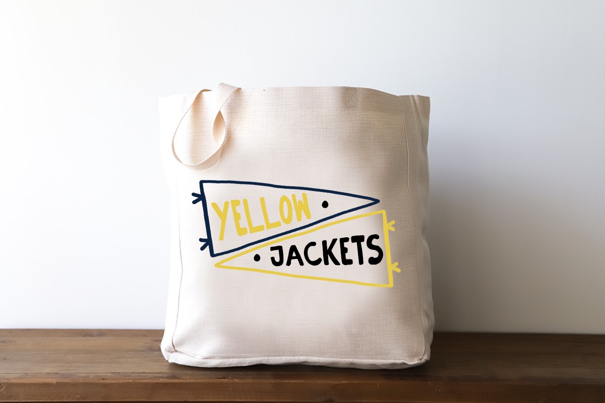High School Double Pennant Team Name Tote TXT1121BAG