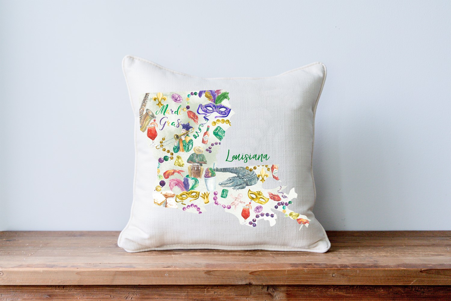 Mardi Gras Pattern State Pillow MRD0024