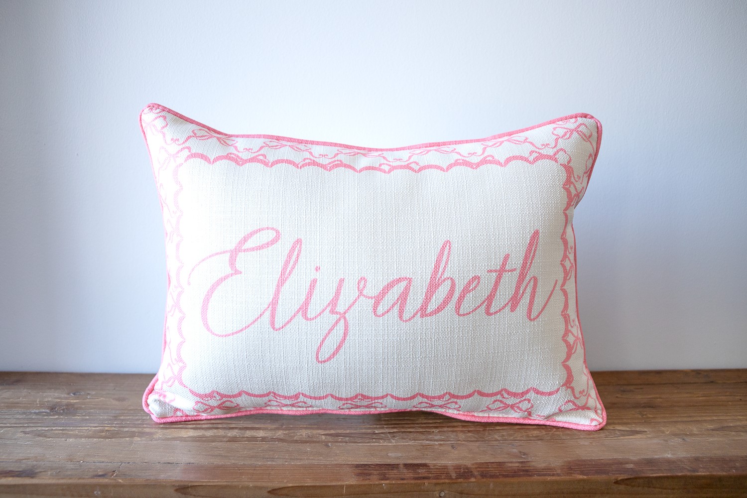 Chinoiserie Bow Baby Name Pillow CHI0086