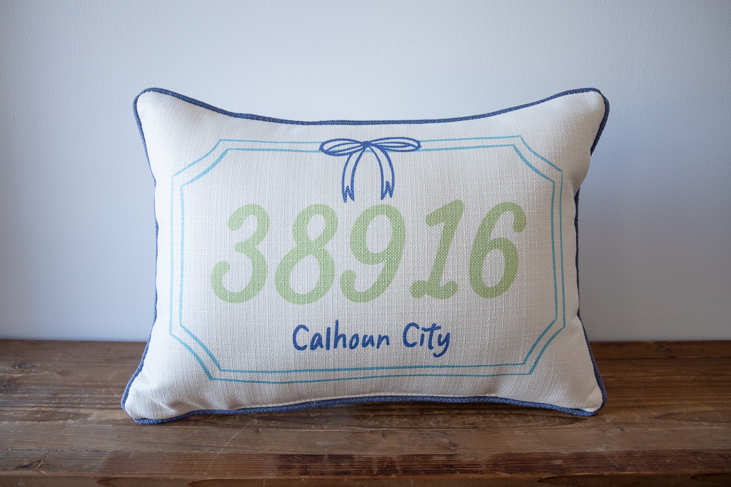 Ribbon Frame Zip Code Pillow STE0875