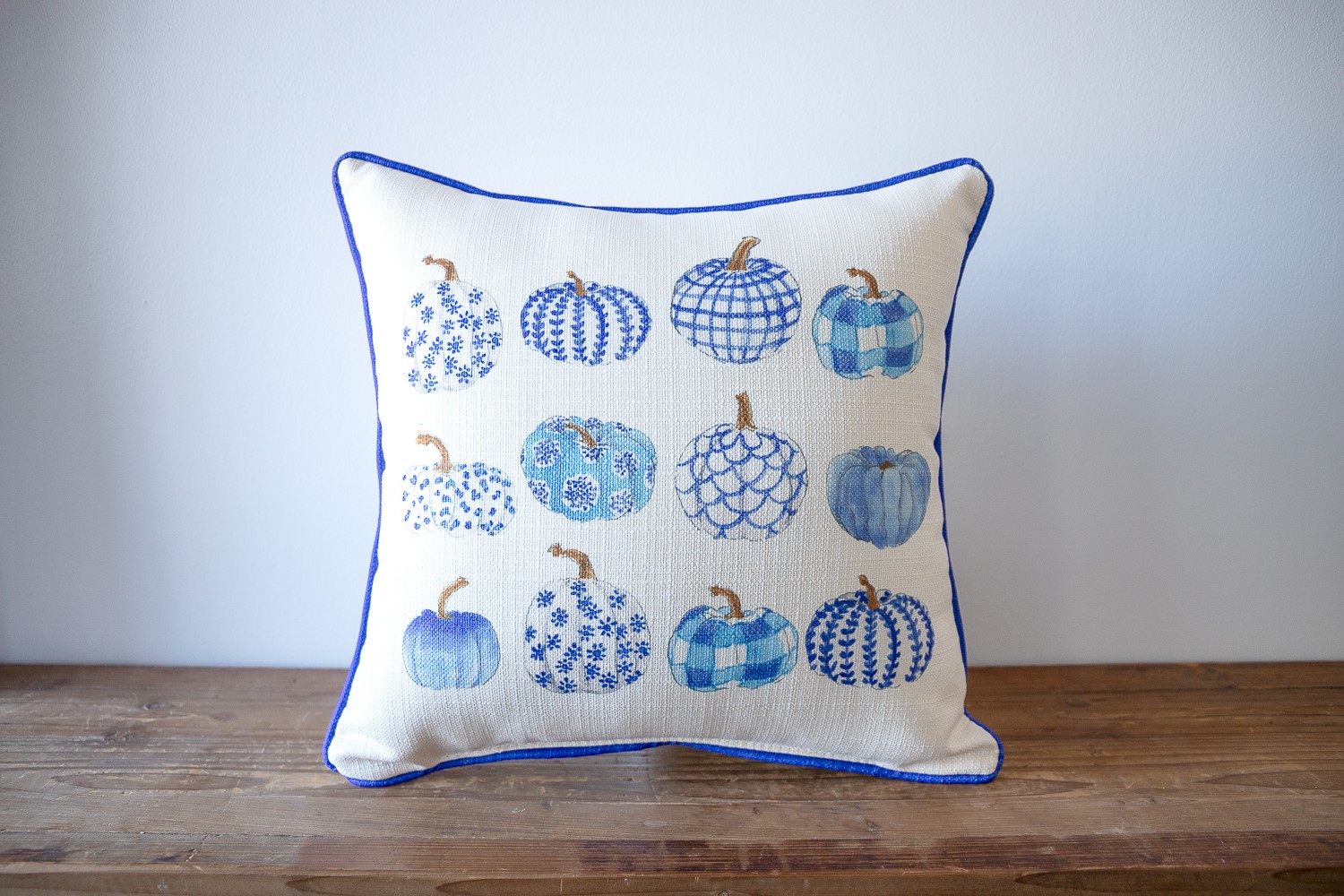 Blue and White Pumpkins Pillow FAL0068
