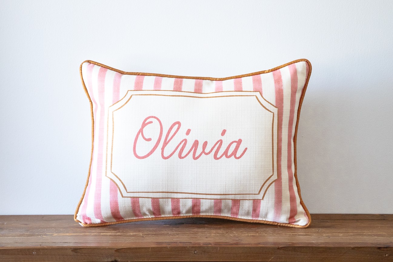 French Stripe Girl Name Pillow CHI0091