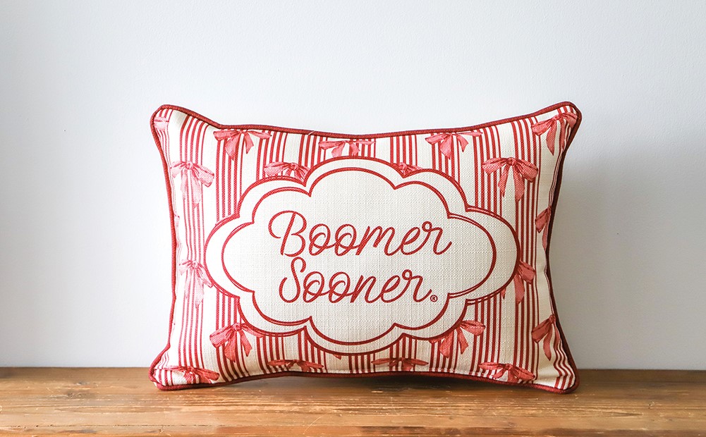 Boomer Sooner Bow Pattern Pillow OU0041
