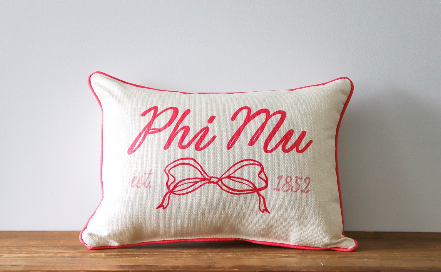 Bow Script Phi Mu Pillow SOR0044-PM