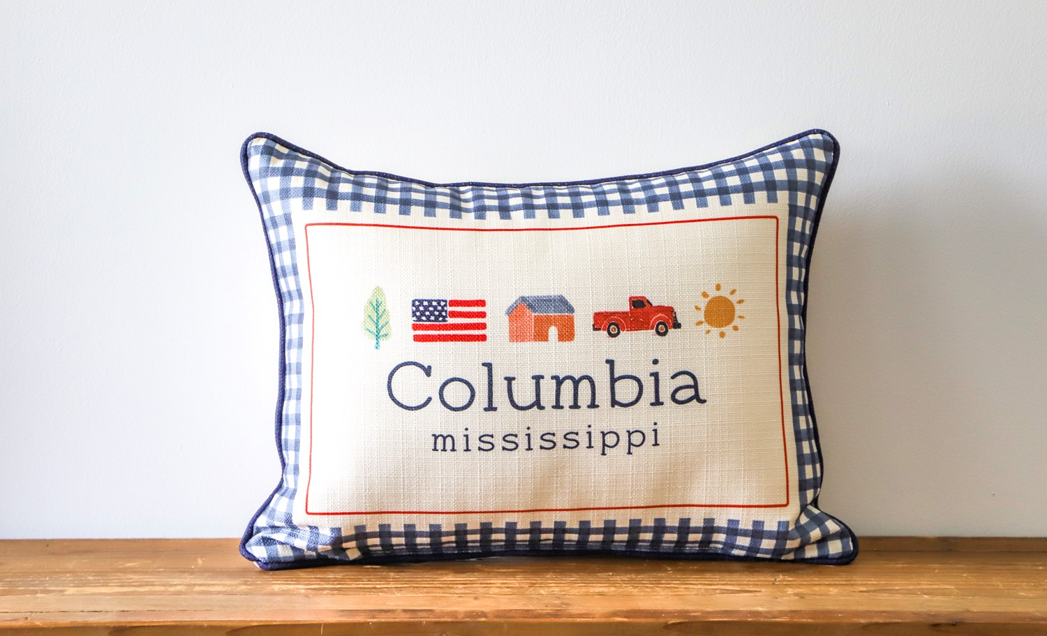 Gingham Americana Hometown Pillow STE0890