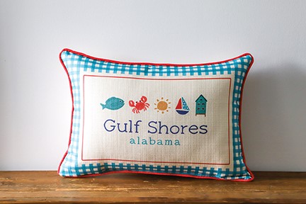 Gingham Beach Name Pillow BEA0087