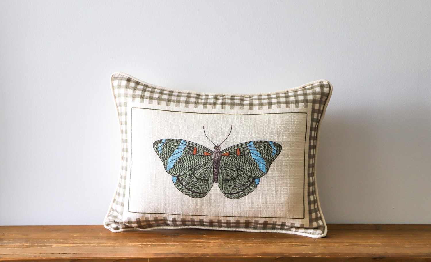 Gingham Moth Pillow TXT1158