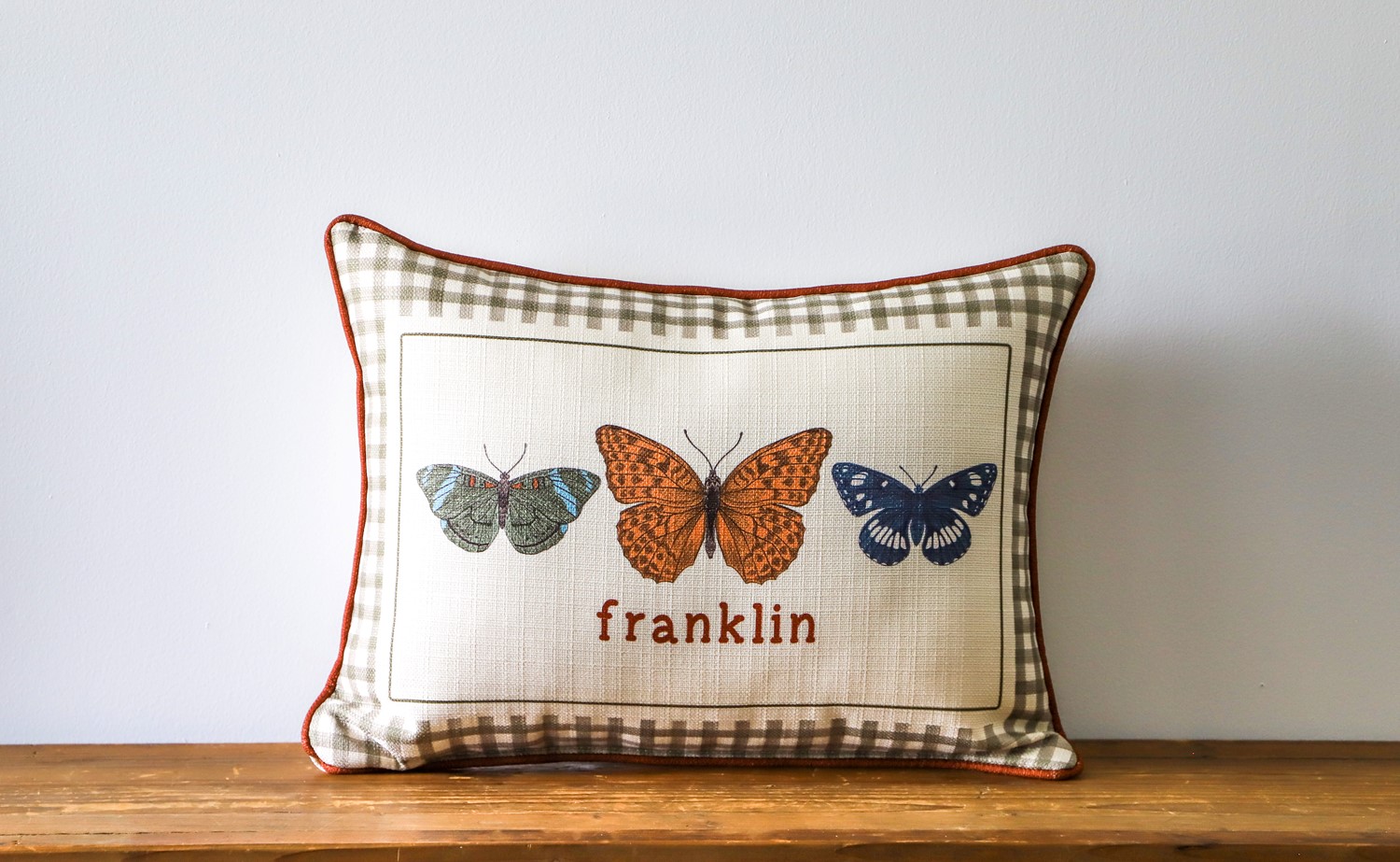 Gingham Butterflies Hometown Pillow STE0889