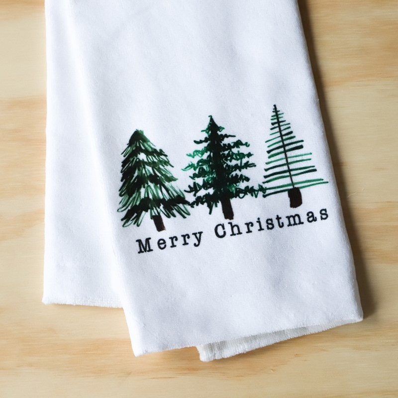 Three Trees Merry Christmas Dish Towel