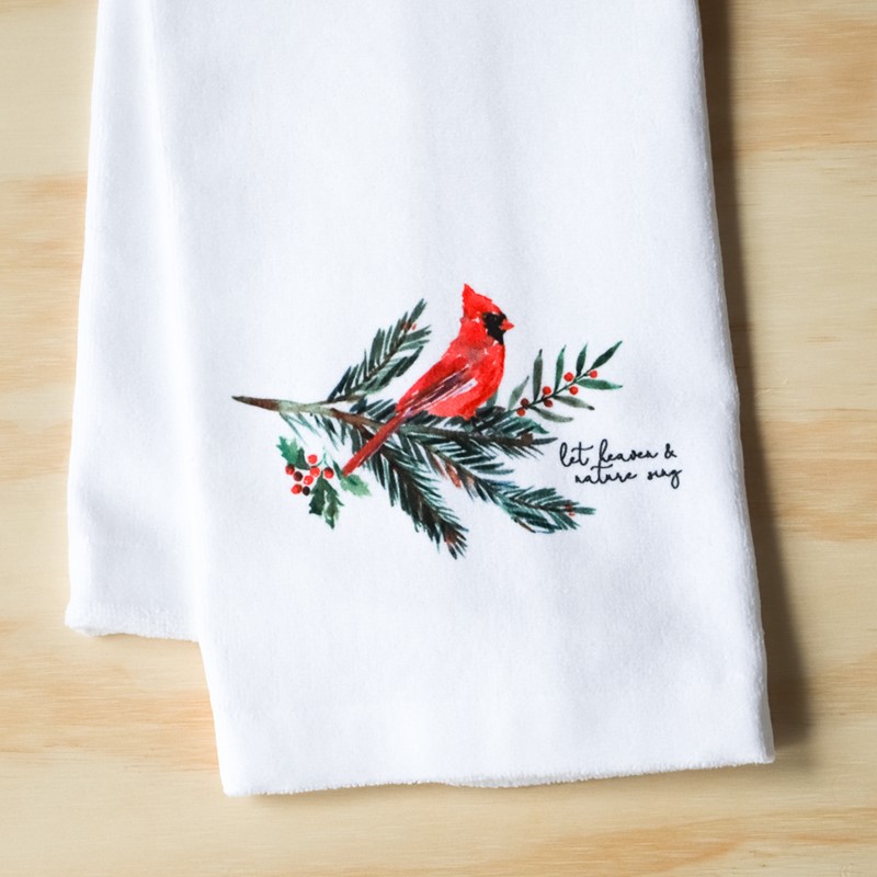 Cardinal on Branch Dish Towel