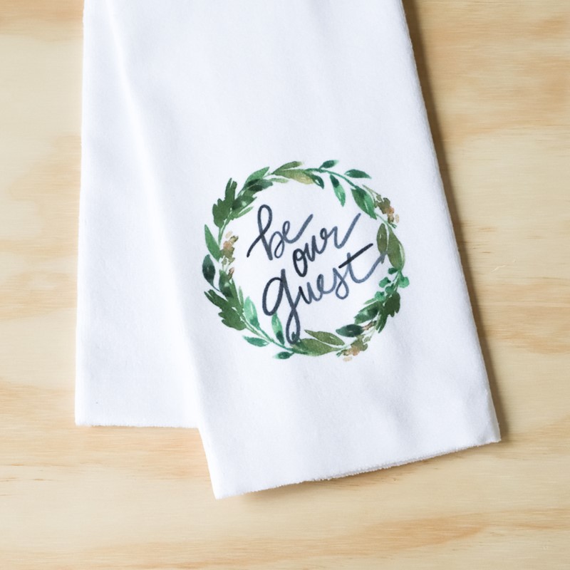 Be Our Guest Green Wreath Tea Towel TXT0376TT