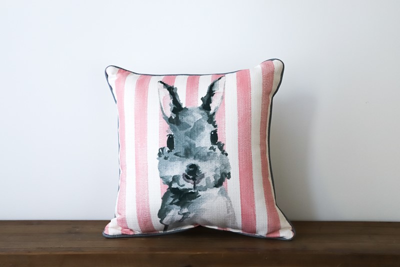 Pink Striped Bunny Pillow x Antique Curiosities CHI0121-AC