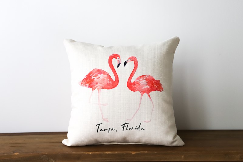 City & State Flamingo Pillow BEA0022