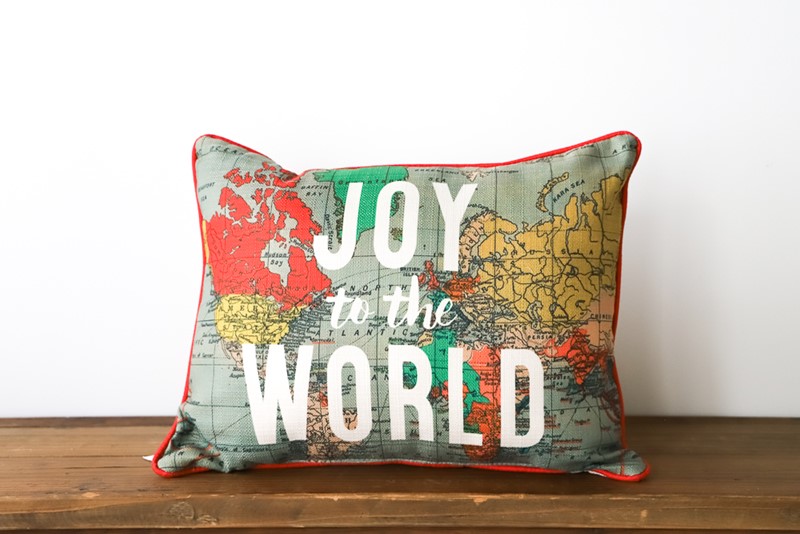Joy to the World Map Pillow CHR0011