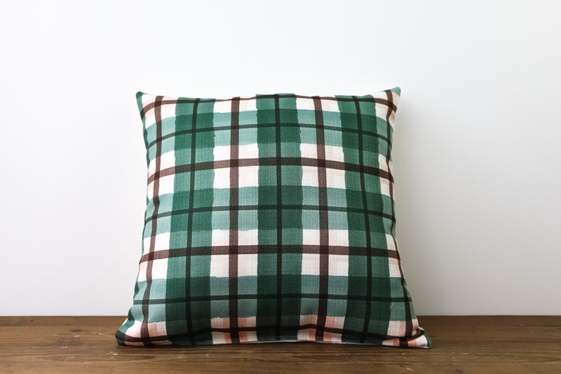 Green, Brown, & Orange Plaid Pillow FAL0019