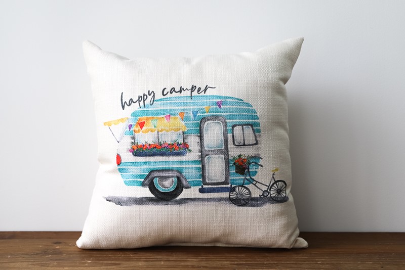 Happy camper pillow cover clearance