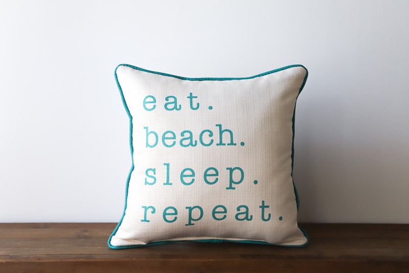 Eat, Sleep, Beach, Repeat Pillow TXT0666
