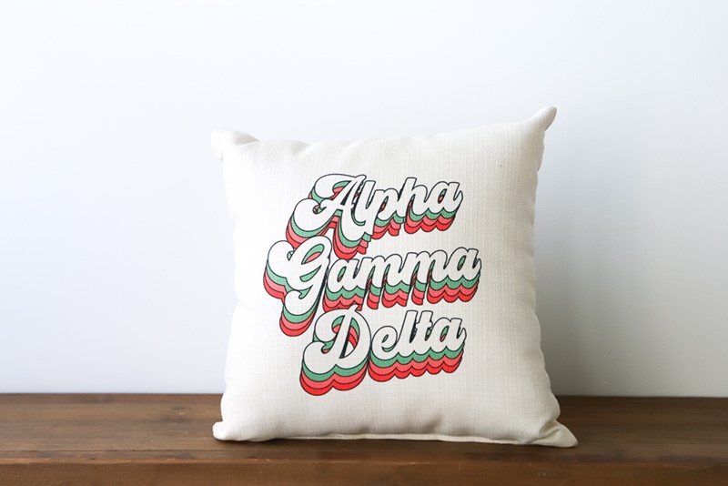 Alpha Gamma Delta Groovy Script Pillow SOR0008-AG