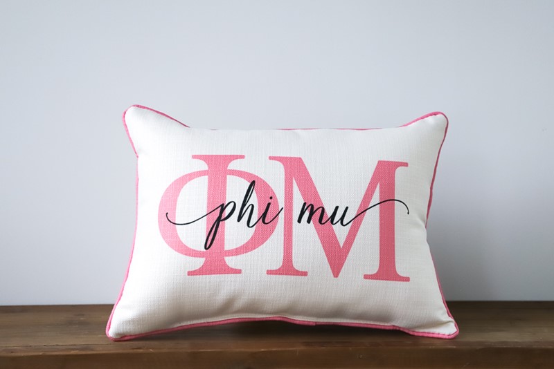 Phi Mu Sorority Large Letters Overlap Pillow SOR0013-PM