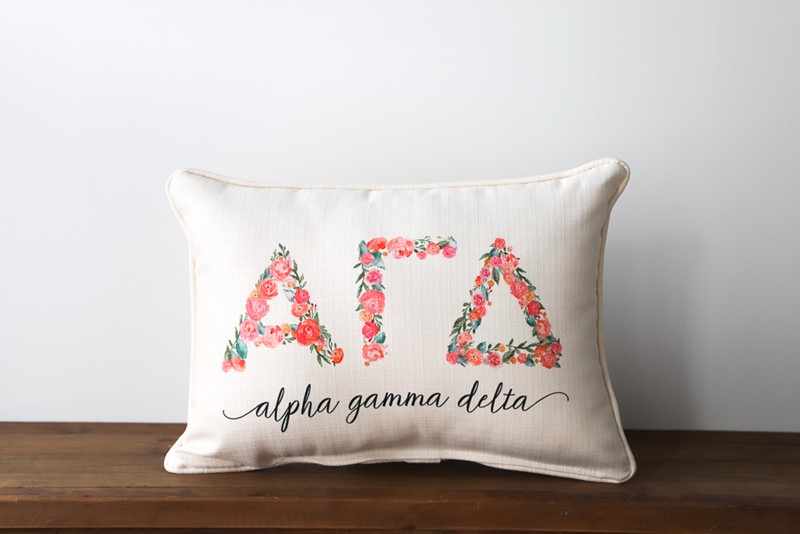 Alpha Gamma Delta Sorority Floral Letters Pillow SOR009-AG