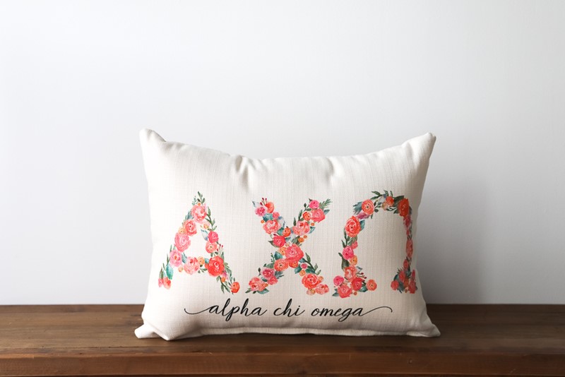 Alpha Chi Omega Sorority Floral Letters Pillow SOR009-AXO