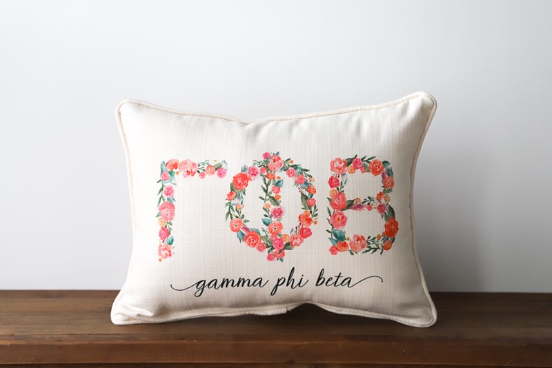 Gamma Phi Beta Sorority Floral Letters Pillow SOR009-GPHI