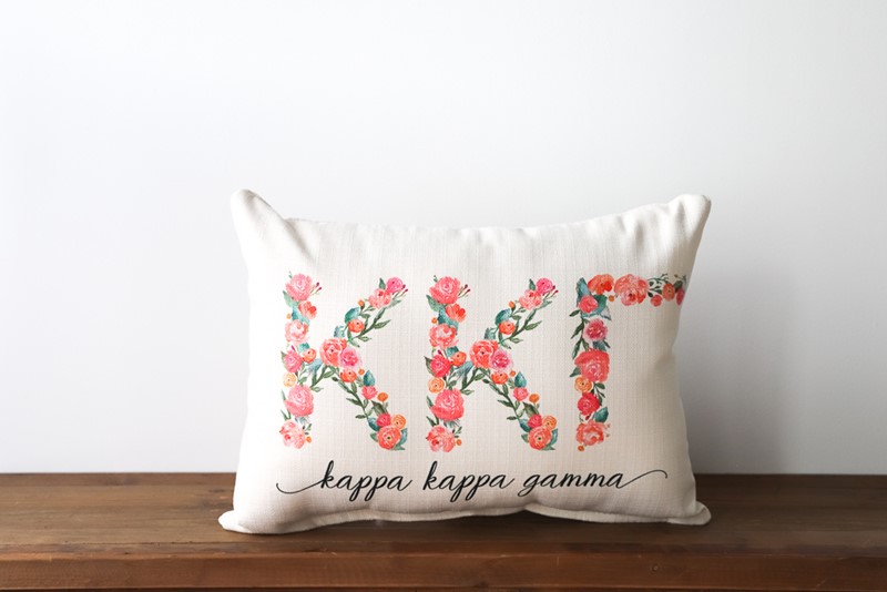 Kappa Kappa Gamma Sorority Floral Letters Pillow SOR009-KKG