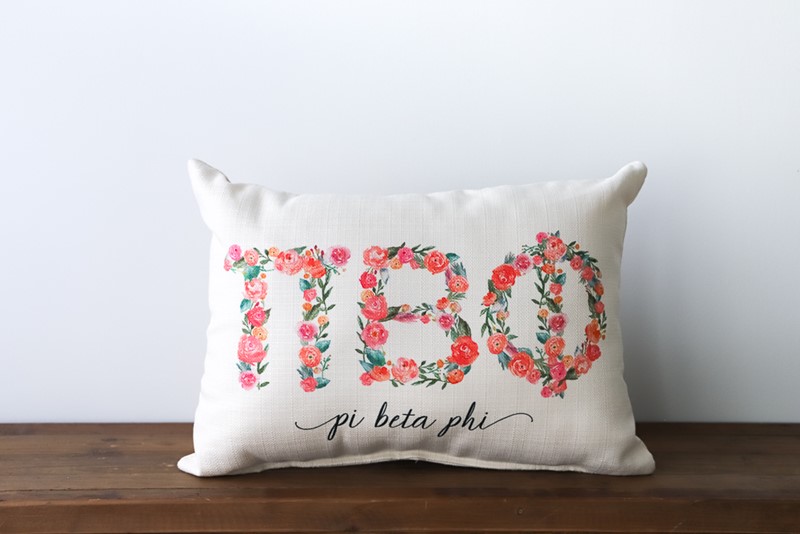 Pi Beta Phi Sorority Floral Letters Pillow SOR009-PIPHI