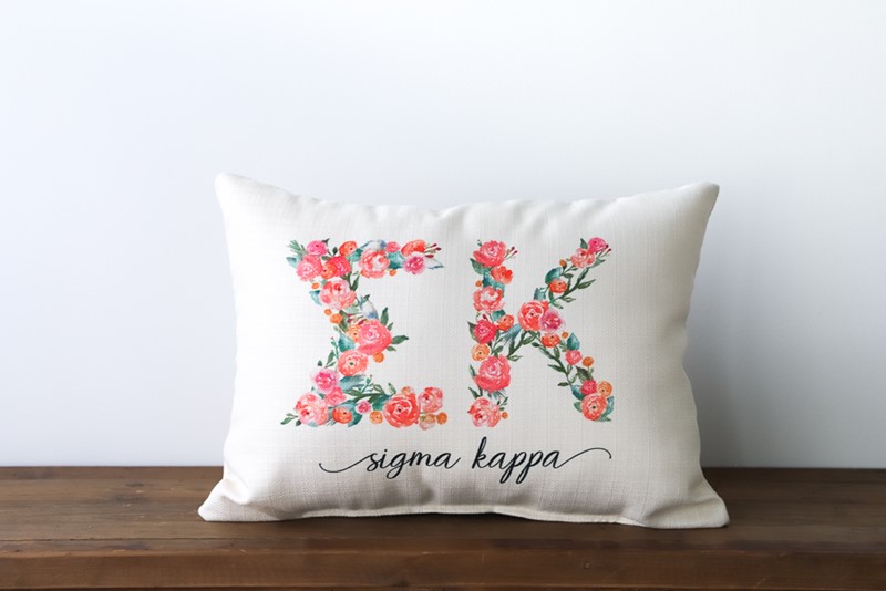 Sigma Kappa Sorority Floral Letters Pillow SOR009-SK
