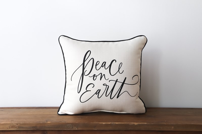 Peace on Earth Script Pillow CHR0142