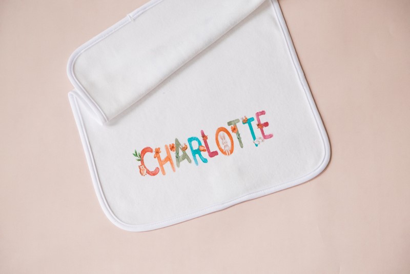 Woodland Girl Name Burp Cloth CHI0111BC