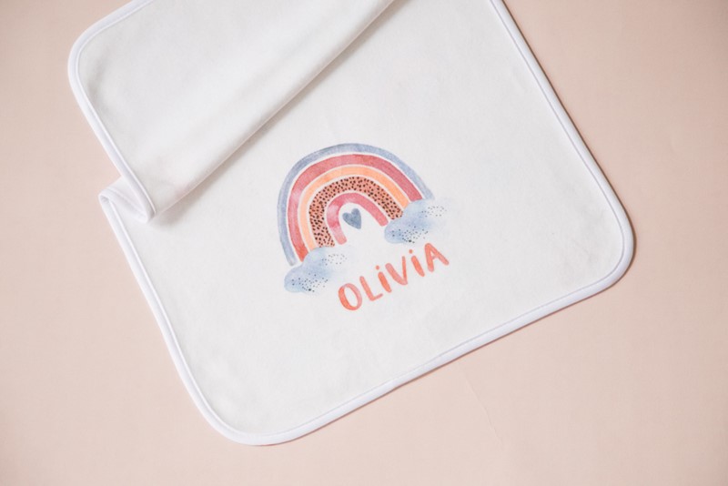 Rainbow Name Burp Cloth CHI0131BC