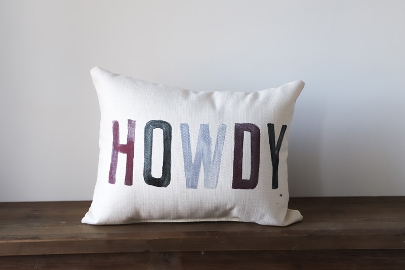 Howdy Block Text Pillow TAM005