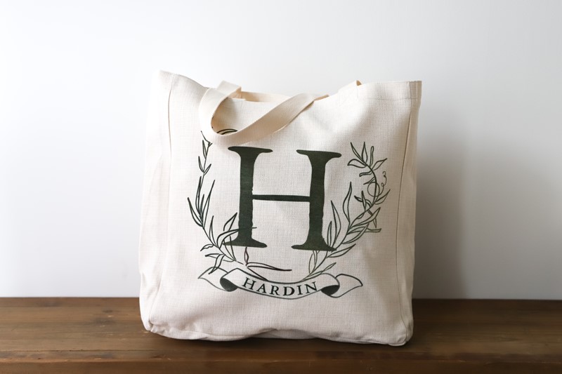 Greenery Initial Banner Tote