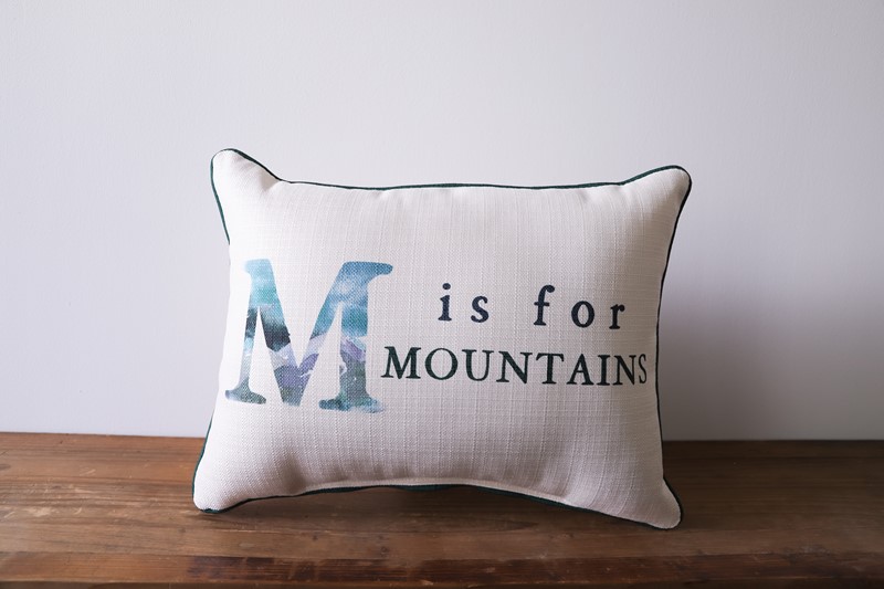 M is for Mountains Pillow TXT0783
