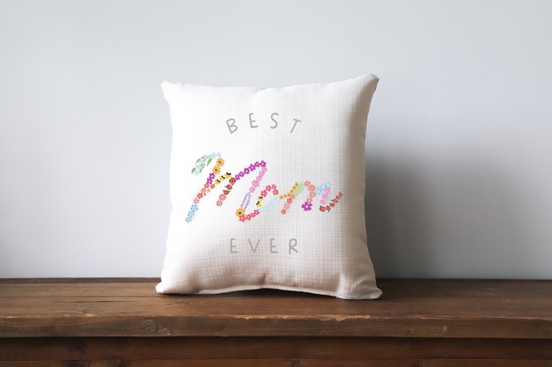 Best Mom Floral Pillow TXT0822