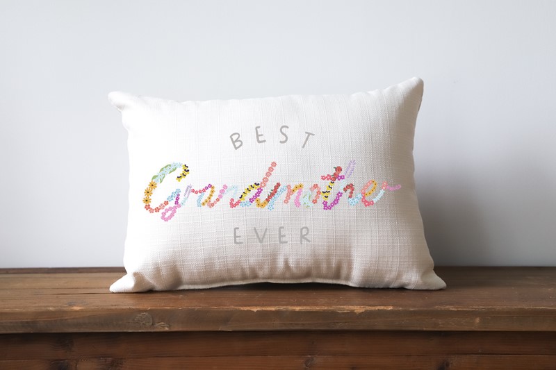 Best Grandmother Floral Pillow TXT0823