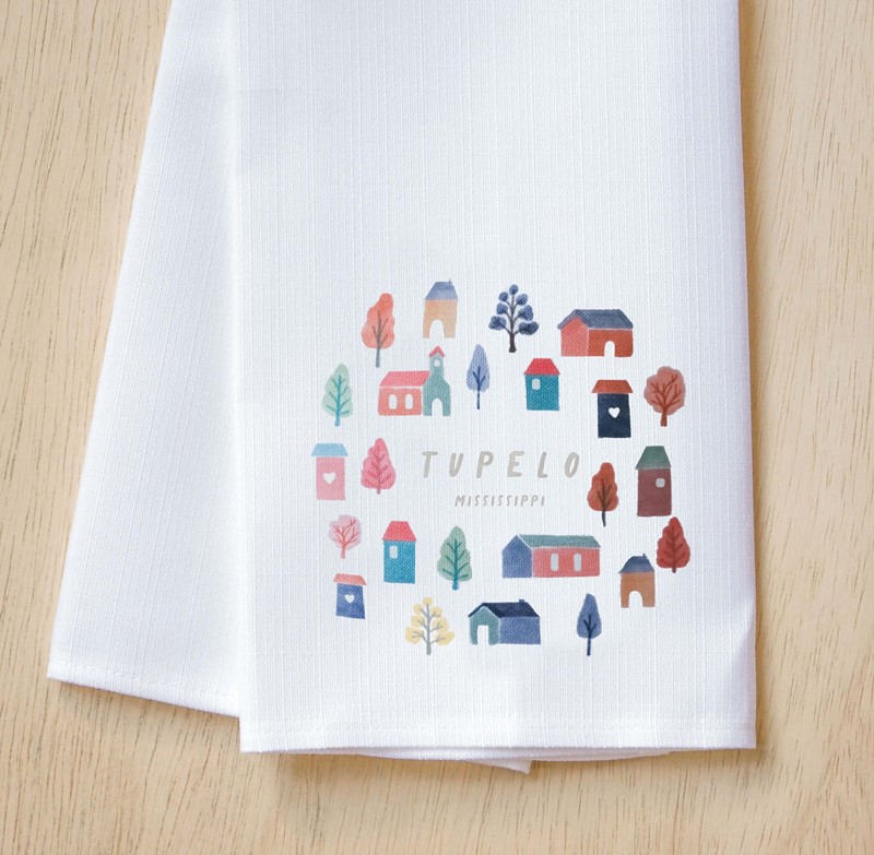 Charming Hometown Square Tea Towel STE0680TT