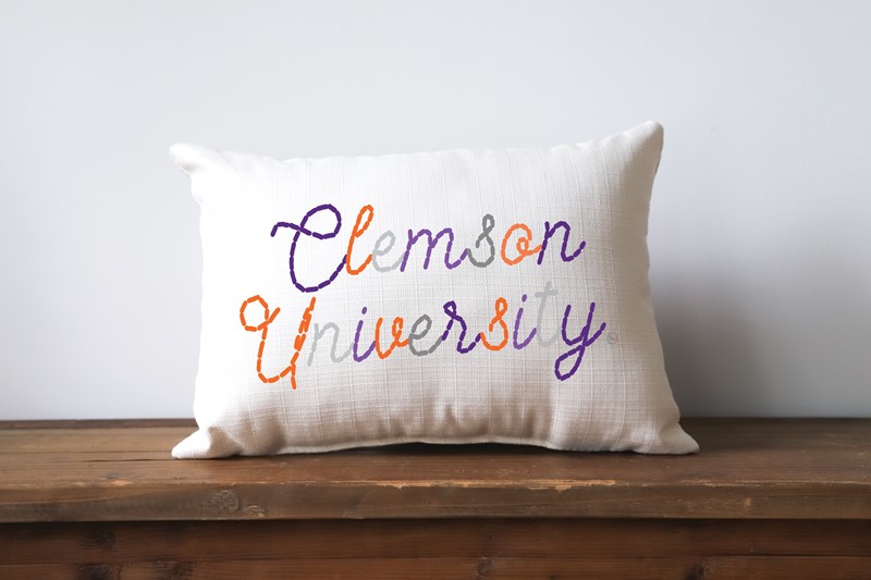 Clemson University Stitched Script Collegiate Pillow CU0013