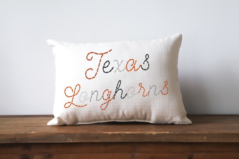 Texas Longhorns Stitched Script Collegiate Pillow UT0017