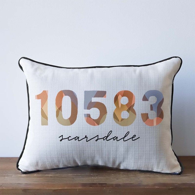 Colorful Zip Code and City Name Pillow GMA103