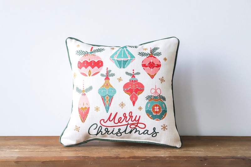 Merry Christmas Retro Ornaments Pillow CHR0197