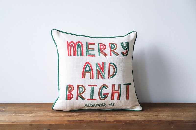 Posterpress Merry and Bright Pillow CHR0203