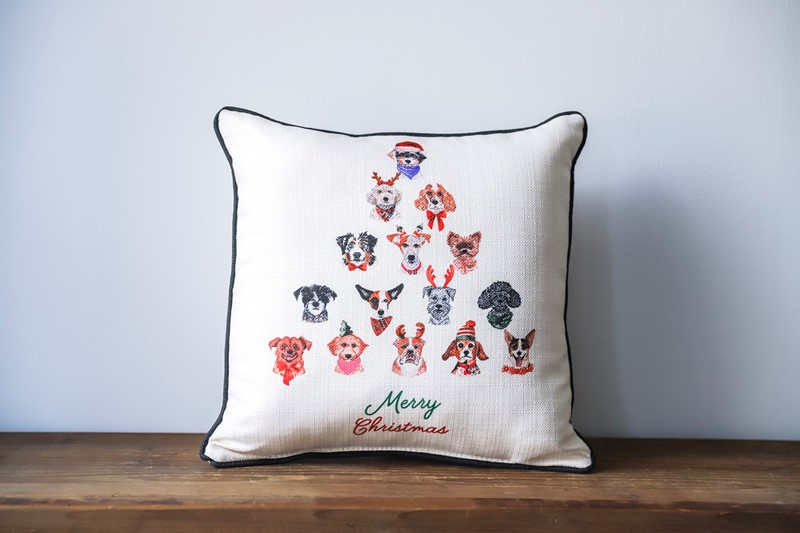 Merry Christmas Dog Tree Pillow CHR0235