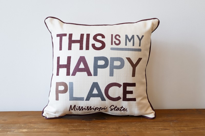 This is My Happy Place Mississippi State Pillow MSU0168