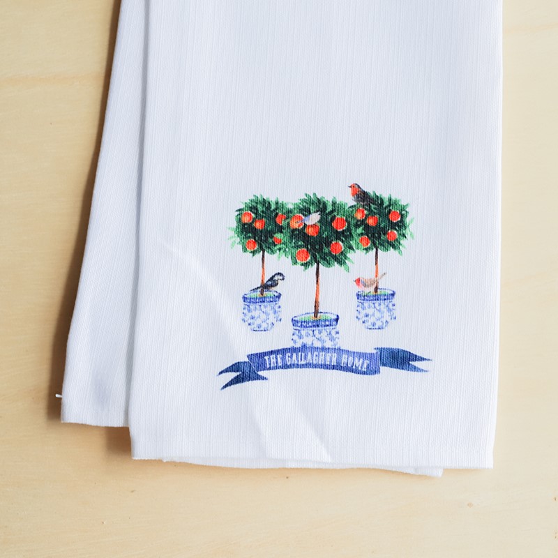 Personalized Christmas Trees Tea Towel Little Birdie